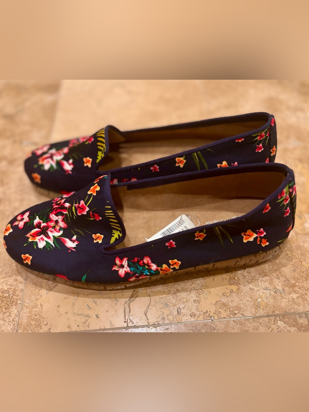 Aerosoles Stitch N Turn Floral Smoking Loafers Flats Size 7.5